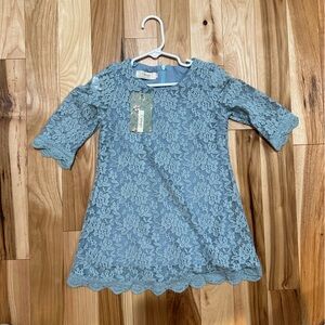 Elegant Blue Lace Kids Dress 3T